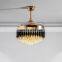 Modern Luxury Style Golden Gold Copper Finish Glass Crystal Ball Rod Long Pendant Light Acrylic Ceiling Fan With Light