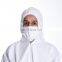 High quality paint white workwear EN14683 disposable full body antistatic coverall with hood cleanroom protection coverall