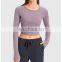 Hot Sale Fashion Activewear  Women Custom Logo Long Sleeve Sports Top Fitness Workout Gym Wear Sports Yoga Crop Top