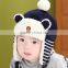 Autumn Winter Newest Checked Striped Bear Style Baby Kids Pom Poms Earflap Winter Wool Hat