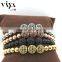 2016 Latest Fashion beaded wrap bracelet braid bracelet with steel beads bracelet