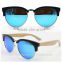 wooden temple sunglasses half PC frame bamboo temple eyewear custom-made lenses 2015 top sale