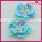 Newest light blue flower sew on sequin patches