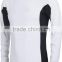92% Polyester 8% Spandex (Lycra) Crew Neck Long Sleeves White Compression Shirt / Rash Guard with Balck Side Panels