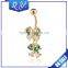 New trendy high quality belly button rings sexy clear steel cubic zircon belly navel rings piercing gold plated body jewelry