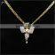 Fashion 14k gold baby angel pendant cuban chain necklace