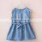 Korean Style New Fashion Little Girls Denim Dresses Embroidery Strawberry Dress