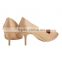 2016 high fashion Pointed toe mid high heel classic ladies breatheable PU lining comfortable nude sheep skin pump shoes