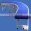Customized plastic blue color 90 degree curve belt conveyor