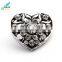 2016 Snaps Rhinestone Heart Antique Ginger Snap Jewelry 18mm Snap Button Fit Charm Bracelet