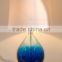 wholesale round chrome base aquamarine glass desk lamp with white barrel fabric shade made in China