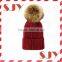 Custom Real Large Removable Fox Fur Pom Pom Beanie Hat