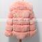 winter genuine baby pink fox fur coat for women