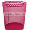 New fashion round metal mesh trash can/red waste bins for household