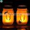blue heritage mason jars Halloween party favor frosted glass candle jars