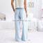 Wide Leg Pants Women Fashion Long Plain Dyed Chambray Pant Wholesale Custom Wide Leg Yoga Pants