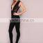 Hot Sale Deep V Neck Skinny Jumpsuit 95% Polyester 5% Spandex Custom Design Black Sexy Sleeveless Jumpsuit