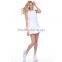 Breathable white skort mesh tennis wear for lady fitted tank top and pleated mini skirt