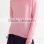 Crew Necked Pink Colored Asymmetrical Hem 100% Cashmere Sweater Women