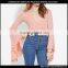 Latest Fashion Hot Sex Photo Image Girls Flare Long Sleeve V Neck Design Womens Slim T Shirt Blouse