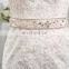 Latest design white french lace fabric Charming sash Lace Appliqued and Beaded Bridal Wedding Gowns