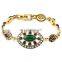 Elegant Retro Style Bracelet Gold Plated Alloy Eyes Emerad Bracelet For Gift