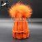 Top Quality Natural Raccoon Pom Pom Beanie Hats For Kids