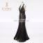 2017 Long Evening Dress Halter Sleeveless Floor Length Lace Mermaid evening dress Open Back Back Robe De Soiree