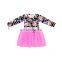 hot selling item fashion tulle orange buffalo pattern dress half black baby girls dress dress for baby girl