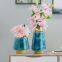 Fashion Wide Mouth European Light Luxury Jingdezhen Blue Ceramic Vase For Indoor Decor