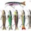 Hot Sale Multi section fish 6 colors plastic hard fishing lure 8 Jointed Saltwater Swimbait fishing