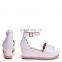 Cheap price White covered wedge with ankle buckle strap sandals ladies wedges shoes