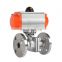 COVNA 2 Way Stainless Steel PTFE Flanged Connection Pneumatic Actuated Ball Valve