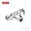 SNS BKC-PE Series stainless steel reducing tee air fitting union t type pneumatic fitting