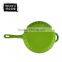 Lightening green enameled flower bottom cast iron steak plates with long handle