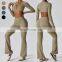 Custom Quick Dry Gym Fitness sets Sportswear 2 Piece Set Women Sports High Waist Pants Long Sleeve Crop Tops Gym Fitness Sets
