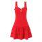 INS moda femenina famosa en Internet con sentido de dise?o, vestido sin mangas con toque francés rojo y estilo 