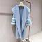 A large lapel, cyan, purple and blue fur sleeve, double-sided woolen overcoat, 2024 autumn and winter new mid-length cashmere coat