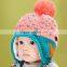 2015 Winter Newest Small Heart Knitting Baby Kids Earflap Pompom Caps and Hats
