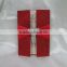 Glitter red folio wedding invitation cards with red ribbons and rhinestone brooches