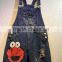 Fashion adults suspenders pants, ladies cartoon patch embroidery jeans