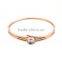 Newest Special Rose or Yellow Gold Plated Stainless Steel Crystal Rhinestone Bangle