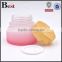 50g empty pink color glass cream jar with bamboo screw cap