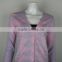 ladies' V neck long sleeve cardigan hand spray print knitted sweater with button at front placket