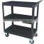 Black Rolling Metal 3 Tray Utility Tool Service Push Cart Shelf Storage Wheeled