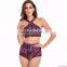 Plus Size Swimwear Women Swimsuit 2016 New Bikinis High Waist Bathing Suits Print Vintage Retro Floral Bikini Set