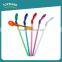 6pcs BPA free drinking straw ice cream spoon reusable plastic straw spoon