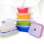 Set of 4 foldable vacuum food storage container/foldable silicone food storage box/silicone fresh container