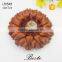 Wholesale unique round shape brown leather flower for ladies shoes