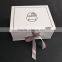 grey ribbon closure logo printing white paper folding packaging gift box for baby clothes